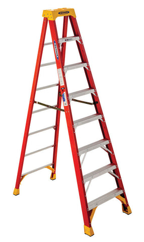 Werner Step Ladder, 8'H x 26.88''W, Fiberglass, Type IA 300 lb. capacity