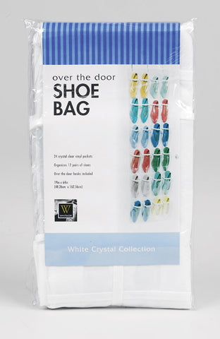 Whitmor 24 Pockets Over-The-Door Shoe Bag, 64' x 0.75' x 19', Holds 12 Pairs, Vinyl