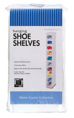 Whitmor Hanging Shoe Shelves, 51' x 11.5' x 5.5', 10 Pockets, Vinyl