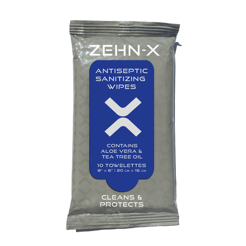 Zehn-X Antiseptic Sanitizing Wipes, 6'W x 8'L, Fiber Blend, Pack of 10