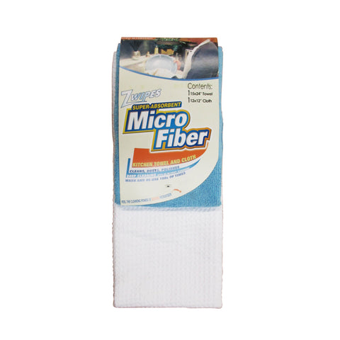 Zwipes Microfiber Kitchen Towel and Cloth, 15' x 24' Towel, 12' x 12' Cloth