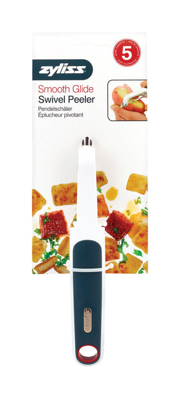 Zyliss Smooth Glide Swivel Peeler, 4-1/3''W x 9-3/4''L, ABS/Stainless Steel, Gray/White